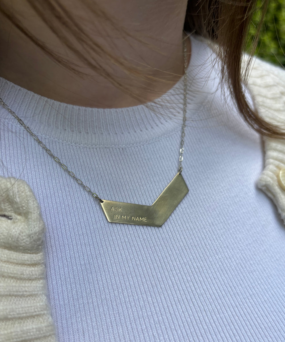 'Ask in my Name' Silver Necklace- Handmade