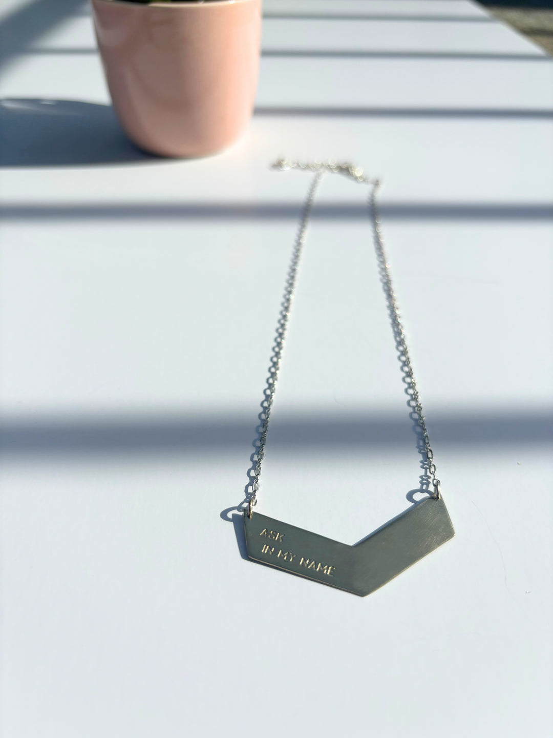 'Ask in my Name' Silver Necklace- Handmade