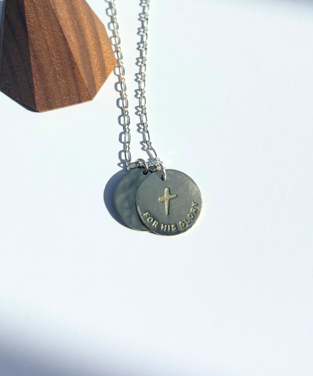 'For his Glory' Silver Necklace-Handmade