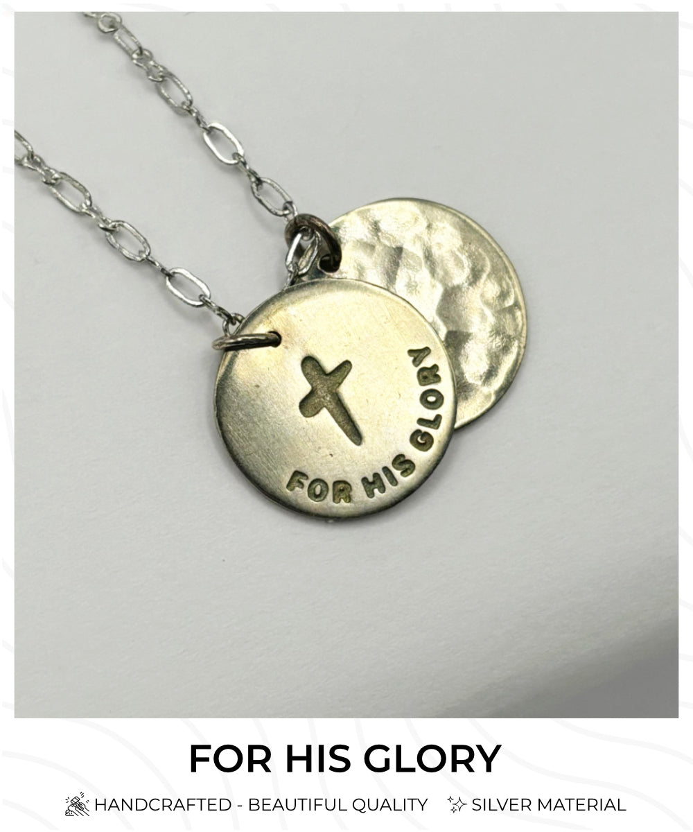 'For his Glory' Silver Necklace-Handmade