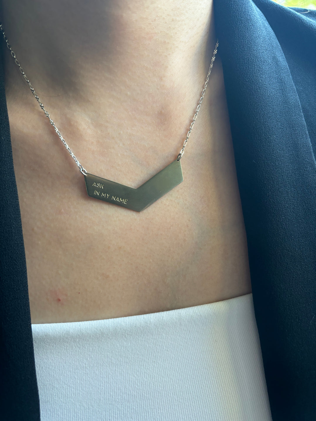 'Ask in my Name' Silver Necklace- Handmade